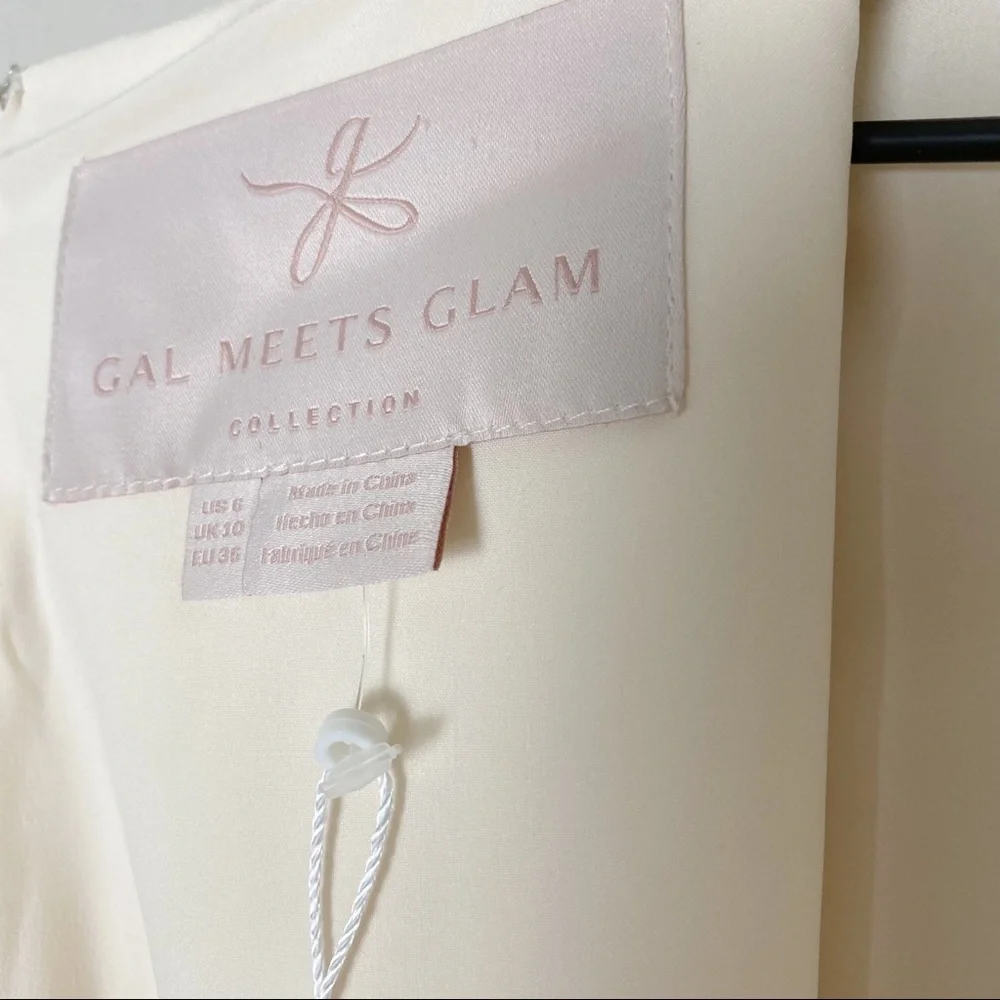 Gal Meets Glam Cecilia Off-White Crepe Belted Midi Dress - Picture 9 of 16